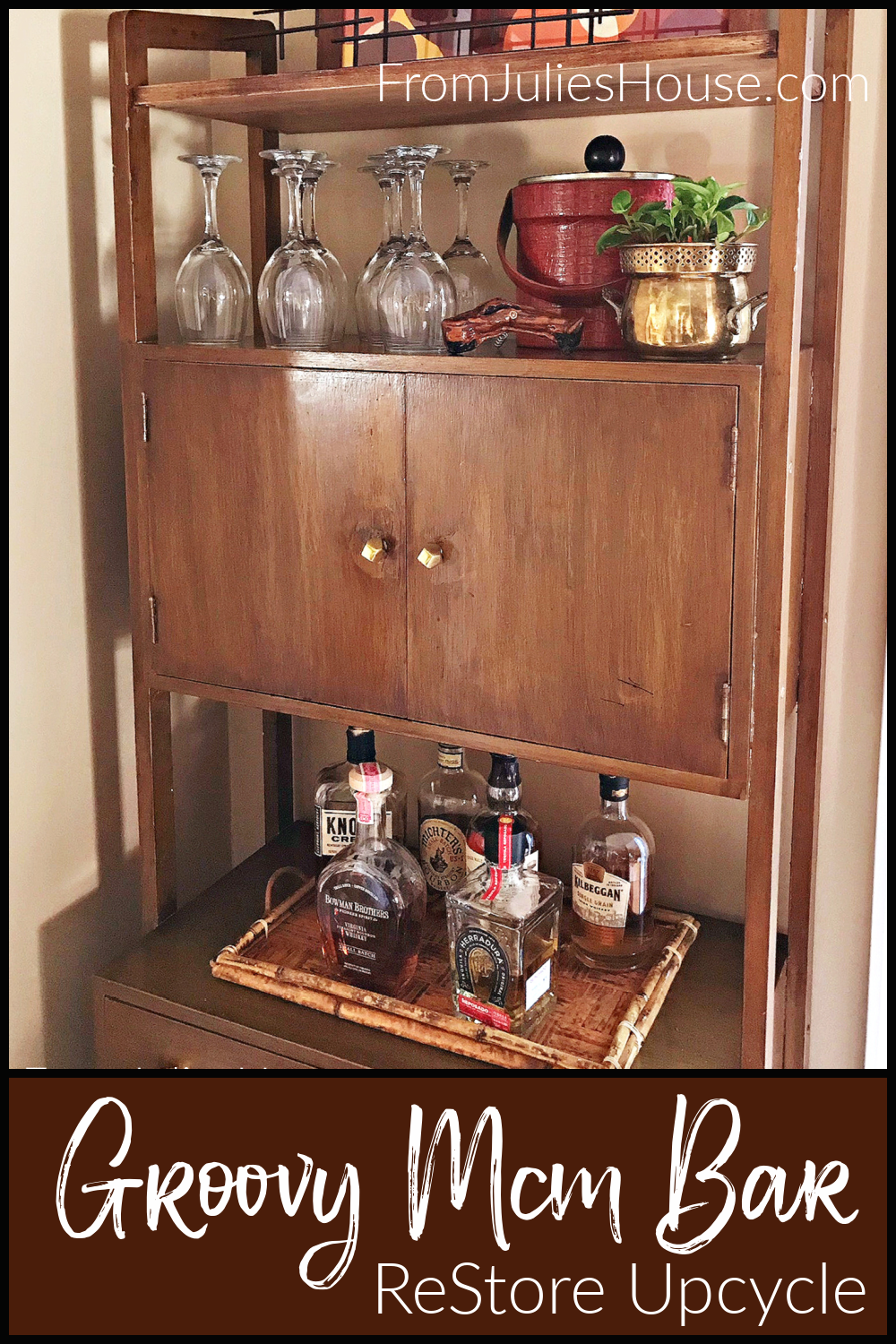 See how I turned a $35 ReStore bargain into a groovy, mid-century modern bar for our dining room.