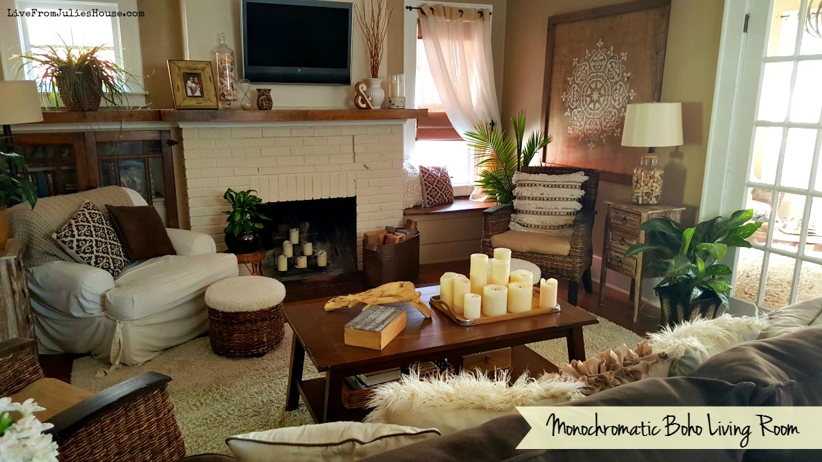 Monochromatic Boho Living room